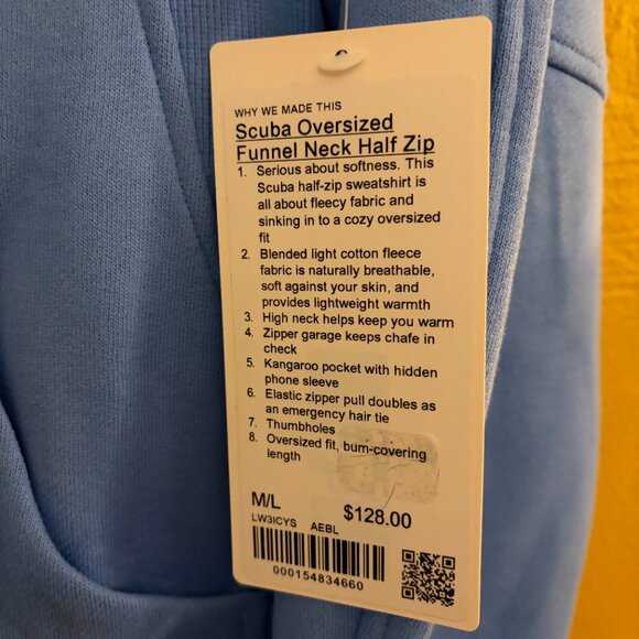 Lululemon Scuba Oversized Funnel Neck Half Zip - M/L - Aero Blue (LW3ICYS) - NWT - Picture 4 of 5